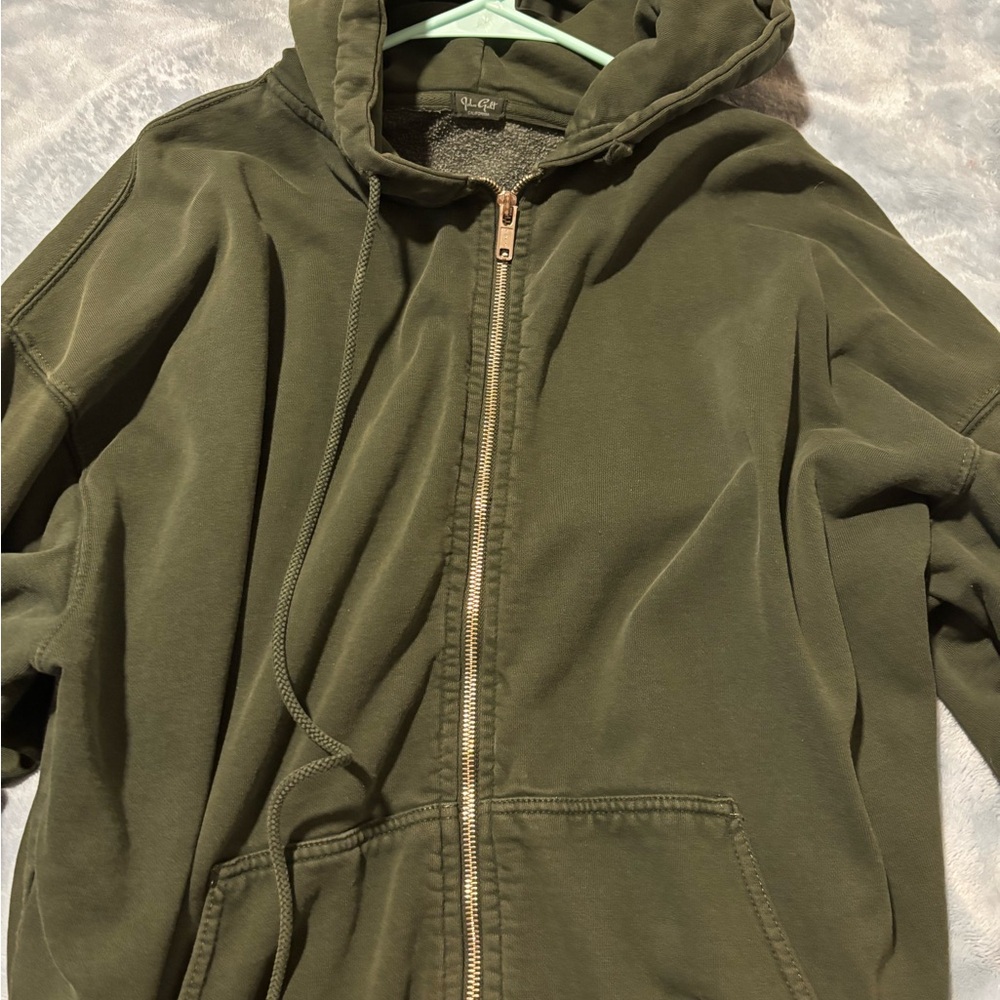 brandy melville Green Zip-Up Hoodie